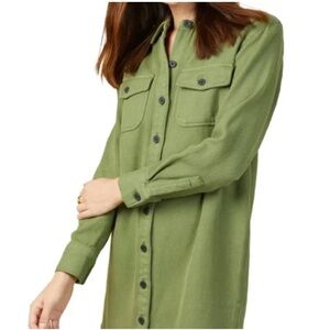Olive Green Button-Up Shirt Dress